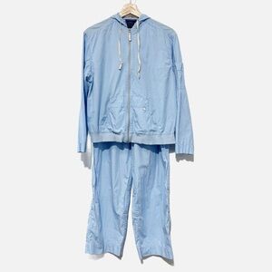 Catalina Light Blue Hooded Jacket and Pants Set Women's 100% Cotton Size M 8/10